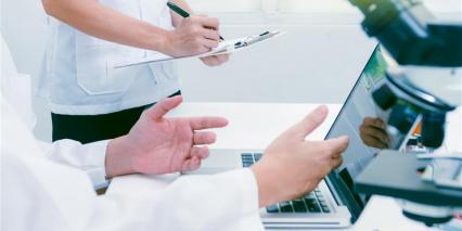lab students working